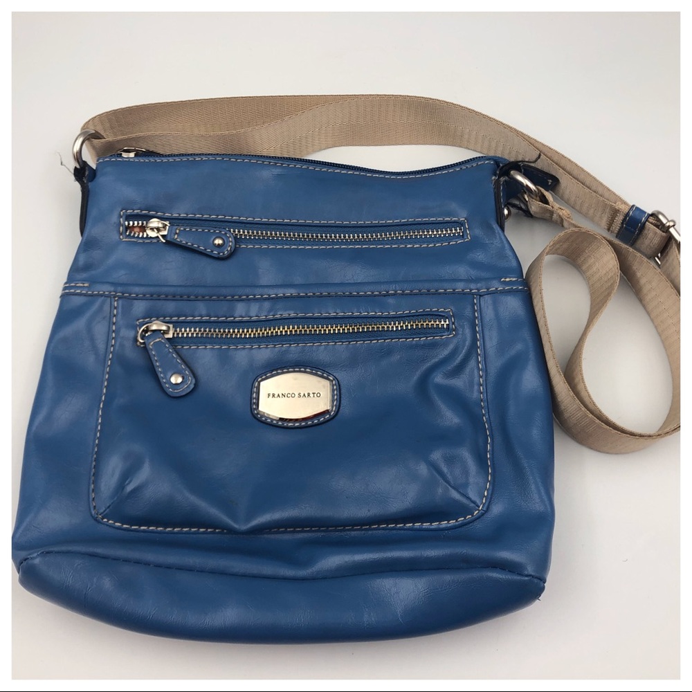 Franco Sarto Navy Blue Leather Crossbody Bag EUC